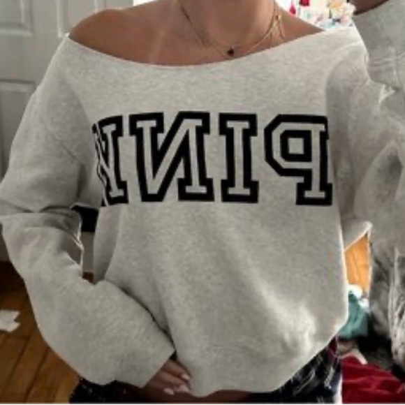 VS PINK off shoulder cozy loose fit sweatshirt - Picture 1 of 5